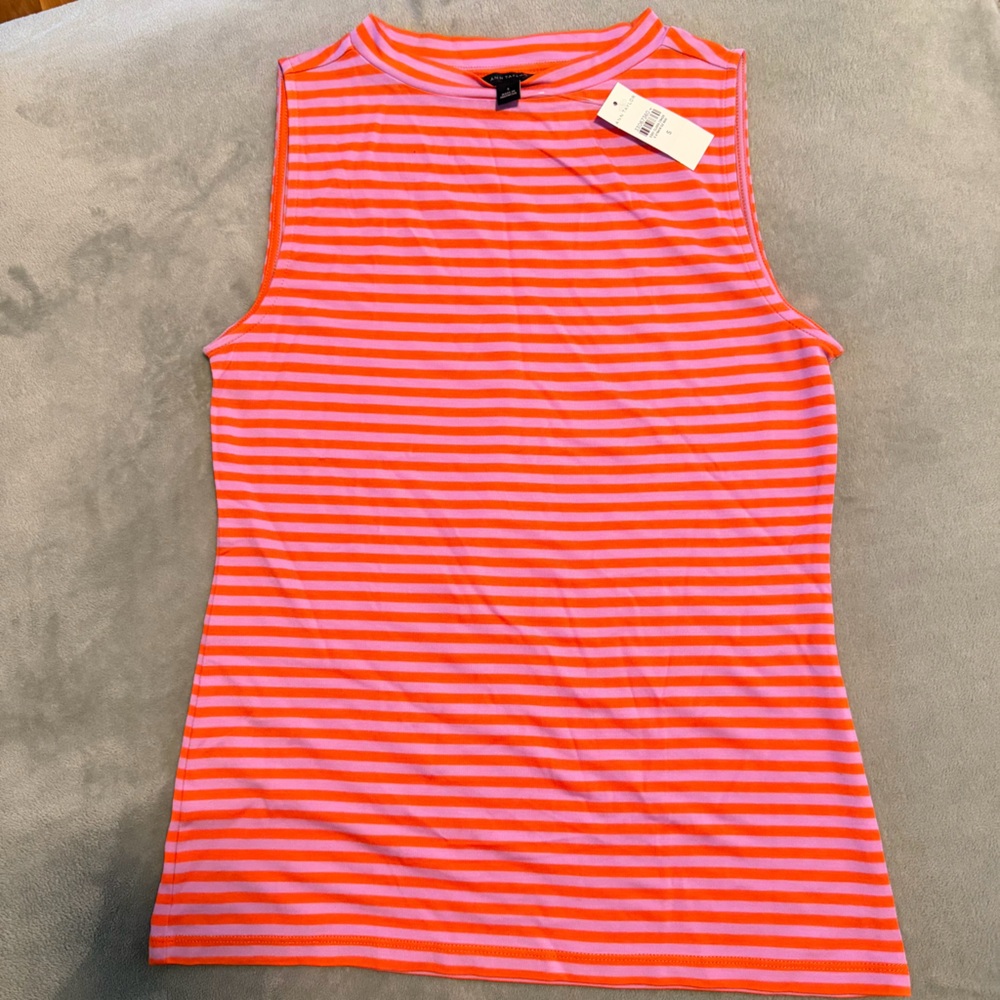 Ann Taylor Women's Sleeveless Striped Pink And Orange Blouse Size Small NWT
